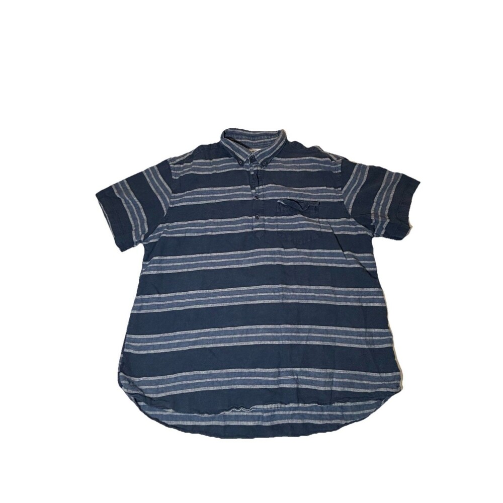 Old Navy Shirt Mens XL Blue Striped Button Down Short Sleeve Pocket Casual